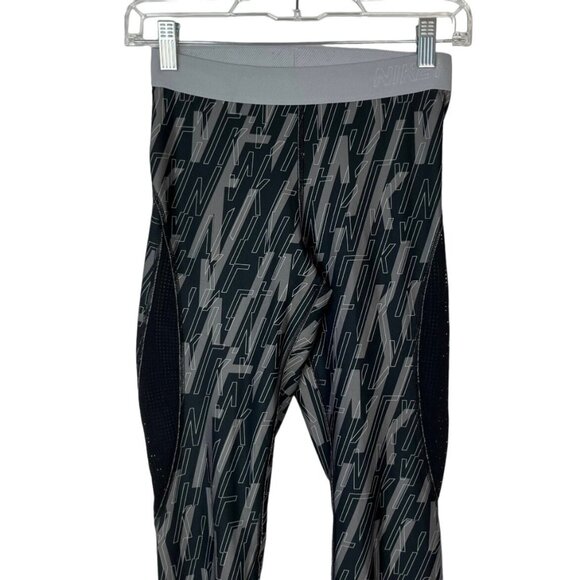 Nike Pro Athletic Leggings Womens Small Black Gray Hypercool Mesh Sides Workout - Picture 3 of 8
